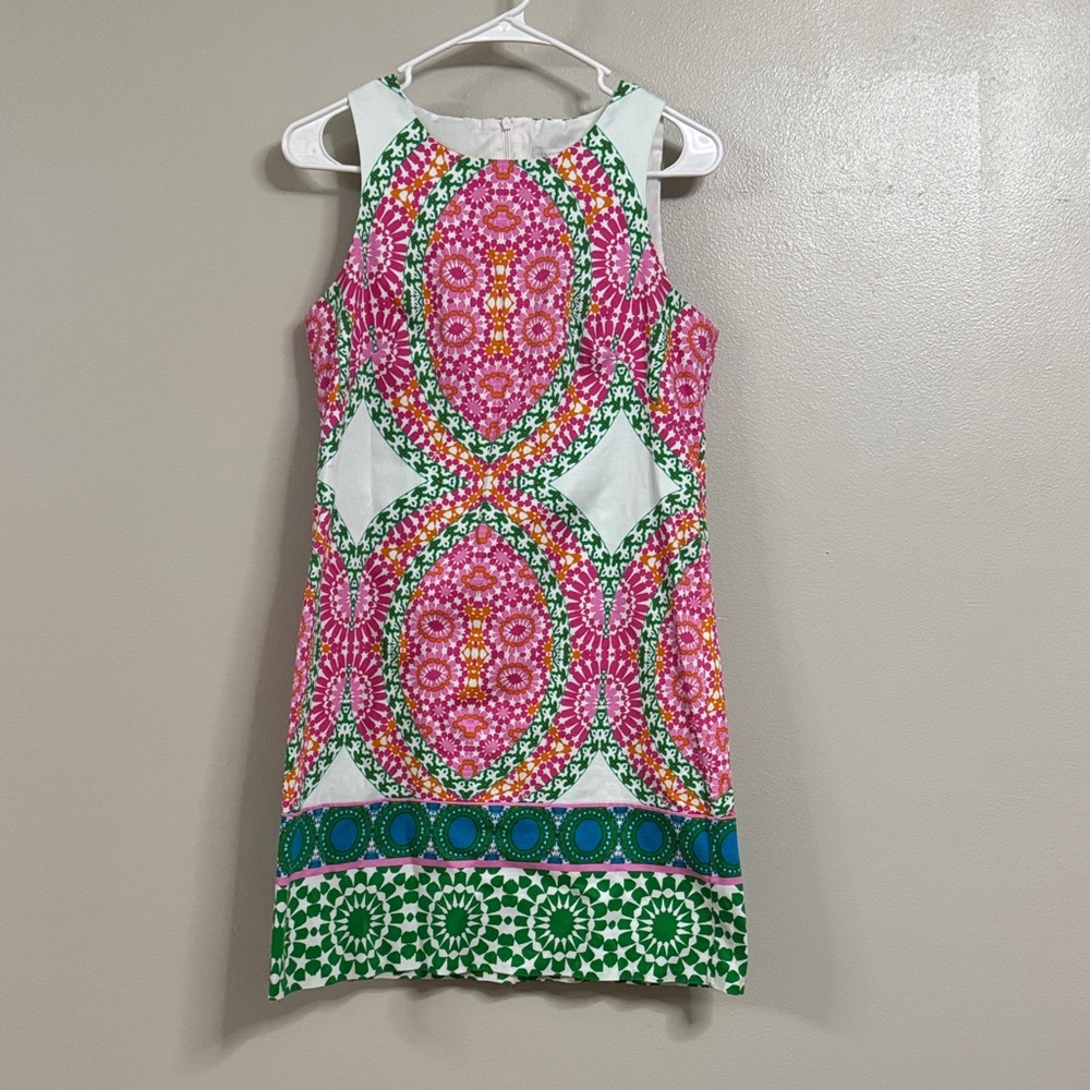 London Times Pink and Green Patterned Dress